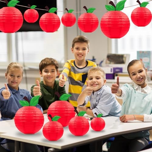 Renbuzhu 15Pcs Red Apple Paper Lanterns Classroom Decor 1