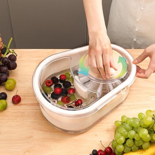 Fruit Washer Spinner Bowl with Brush Large Capacity Green