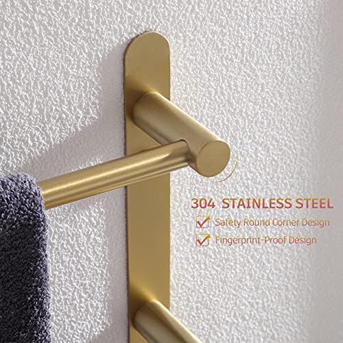 KOKOSIRI 3-Tier Stainless Steel Towel Bar with Brushed Gold Finish