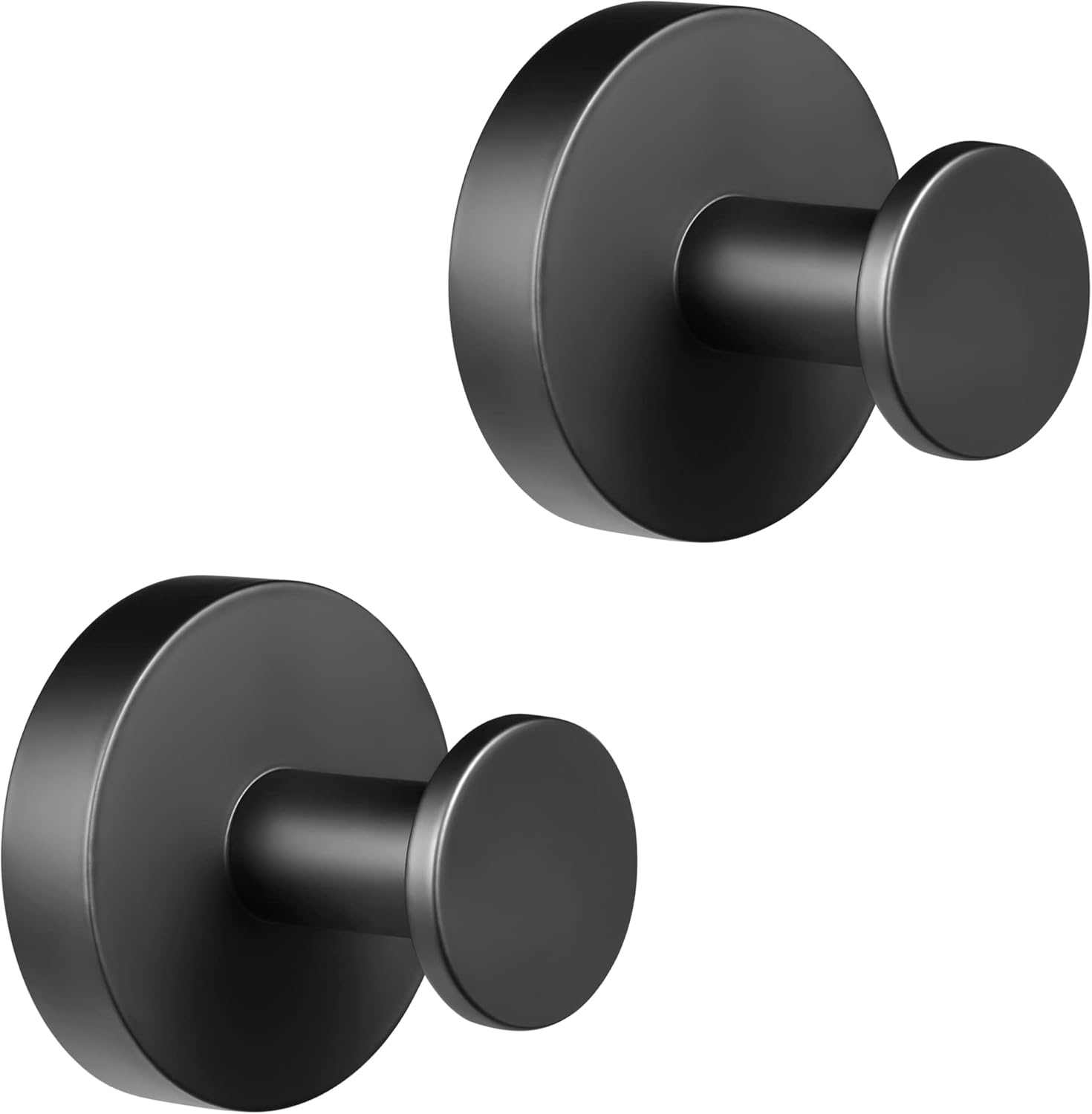 2-Pack Matte Black Towel Hooks for Bathroom and Bedroom