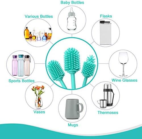 YRDGRG Silicone Bottle Brush Set of 3 for Narrow Bottles