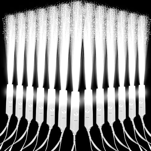 80 Pcs White Fiber Optic LED Wands with 3 Modes