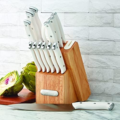 Farberware Edgekeeper Knife Block Set with Sharpener 14-Piece White