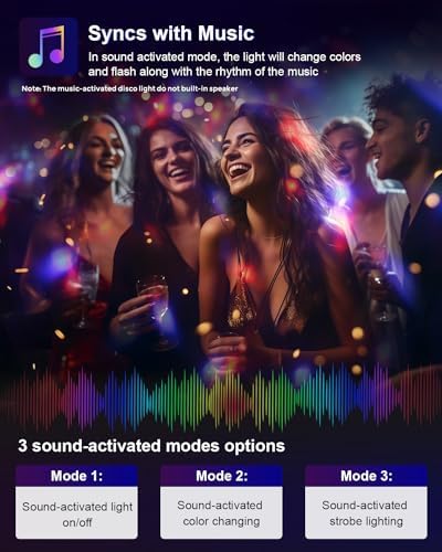 Luditek 4-Pack Sound Activated Disco Ball Lights with Remote Control