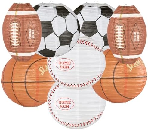 UNIQOOO 8Pcs Sports Paper Lanterns for Football Parties