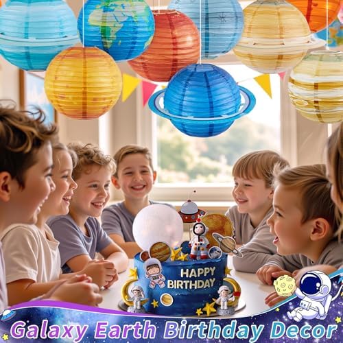 Easy Joy 8PCS Solar System Paper Lanterns with Rings