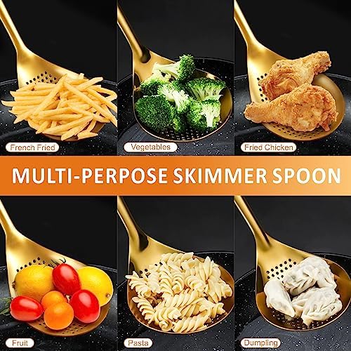 Yimi 14 Inch Gold Slotted Serving Spoon