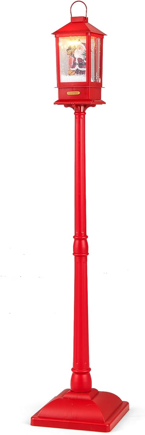 Sound-Activated Christmas Streetlamp with LED Lights and Santa Scene