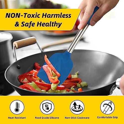 4 Pack Silicone Utensils Set with Stainless Steel Handles