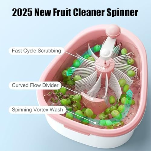 DENGWANG Fruit Cleaner Spinner with Brush and Lid
