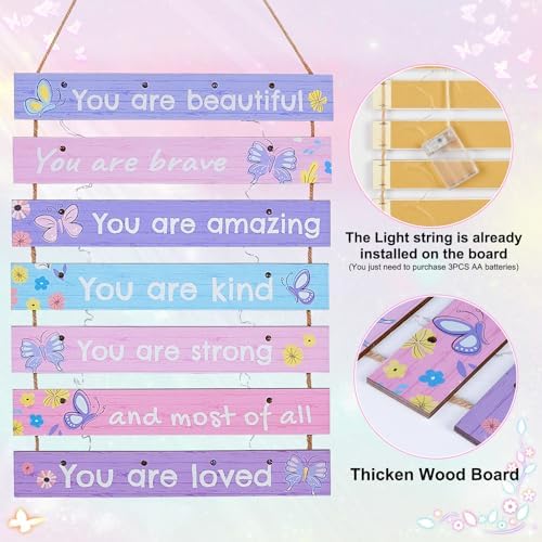 FIOBEE Purple Butterfly Wall Decor with LED Light