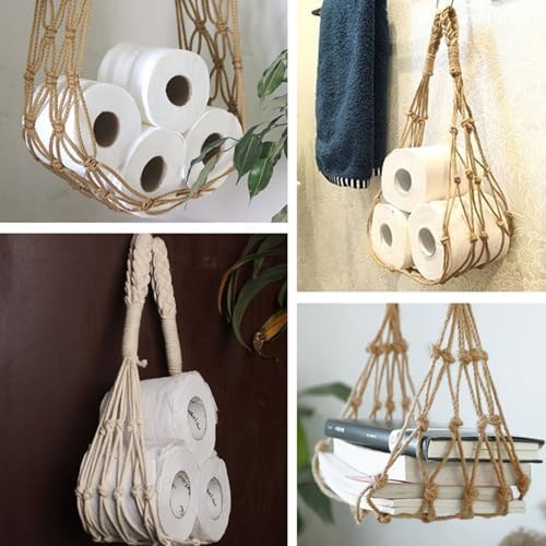 Banziaju Toilet Paper Holder 42 Inch Boho Cotton Rope