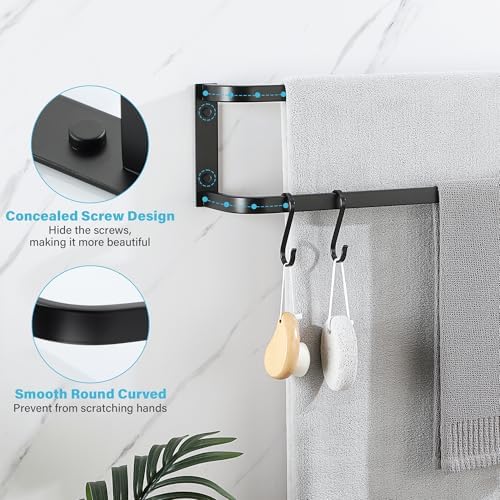Mooche Double Towel Rack 24-Inch Matte Black Stainless Steel