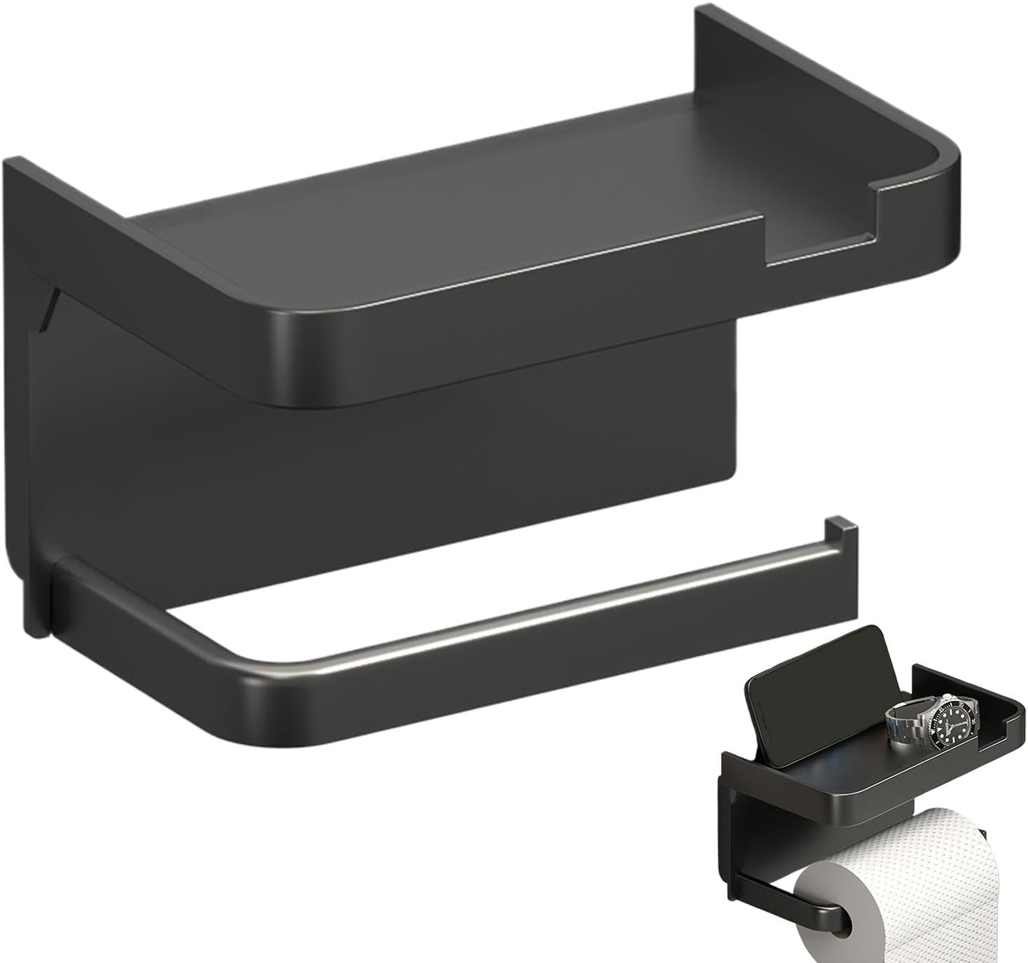 Wall-Mounted Toilet Paper Holder with No Drill Installation