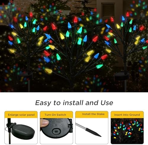 BeHiller Solar Strawberry Tree Lights 2PACK Outdoor Decor
