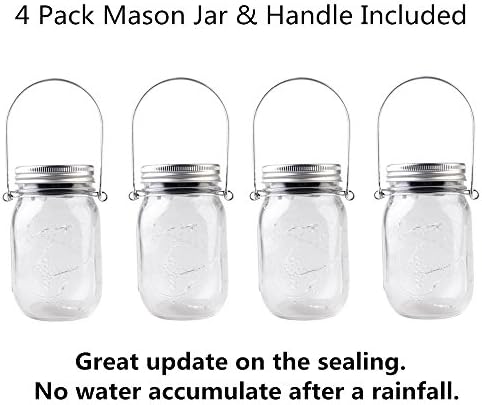 CHBKT 4-Pack Solar Mason Jar Lights with Handle