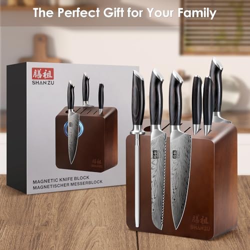 SHAN ZU Magnetic Knife Block with 8 Pcs Strong Magnets
