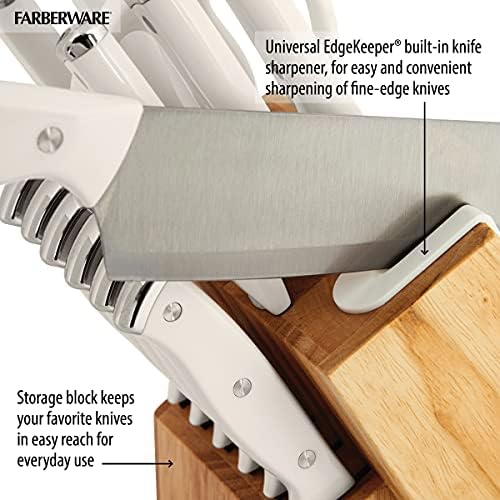 Farberware Edgekeeper Knife Block Set with Sharpener 14-Piece White