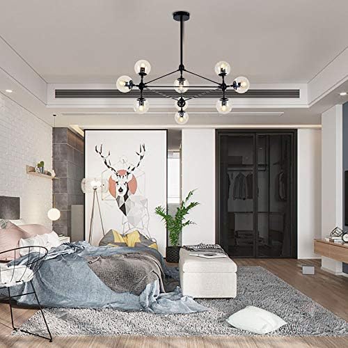 DNA 10-Light Chandelier Black Finish with Clear Glass Shades