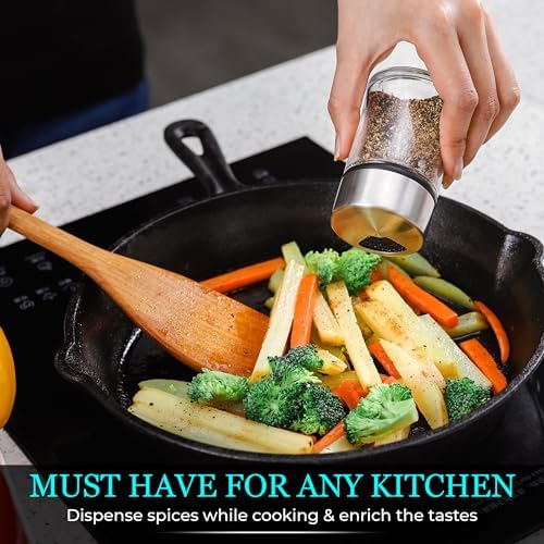 Kitchen-GO Salt and Pepper Shakers Set - Adjustable Pour Stainless Steel