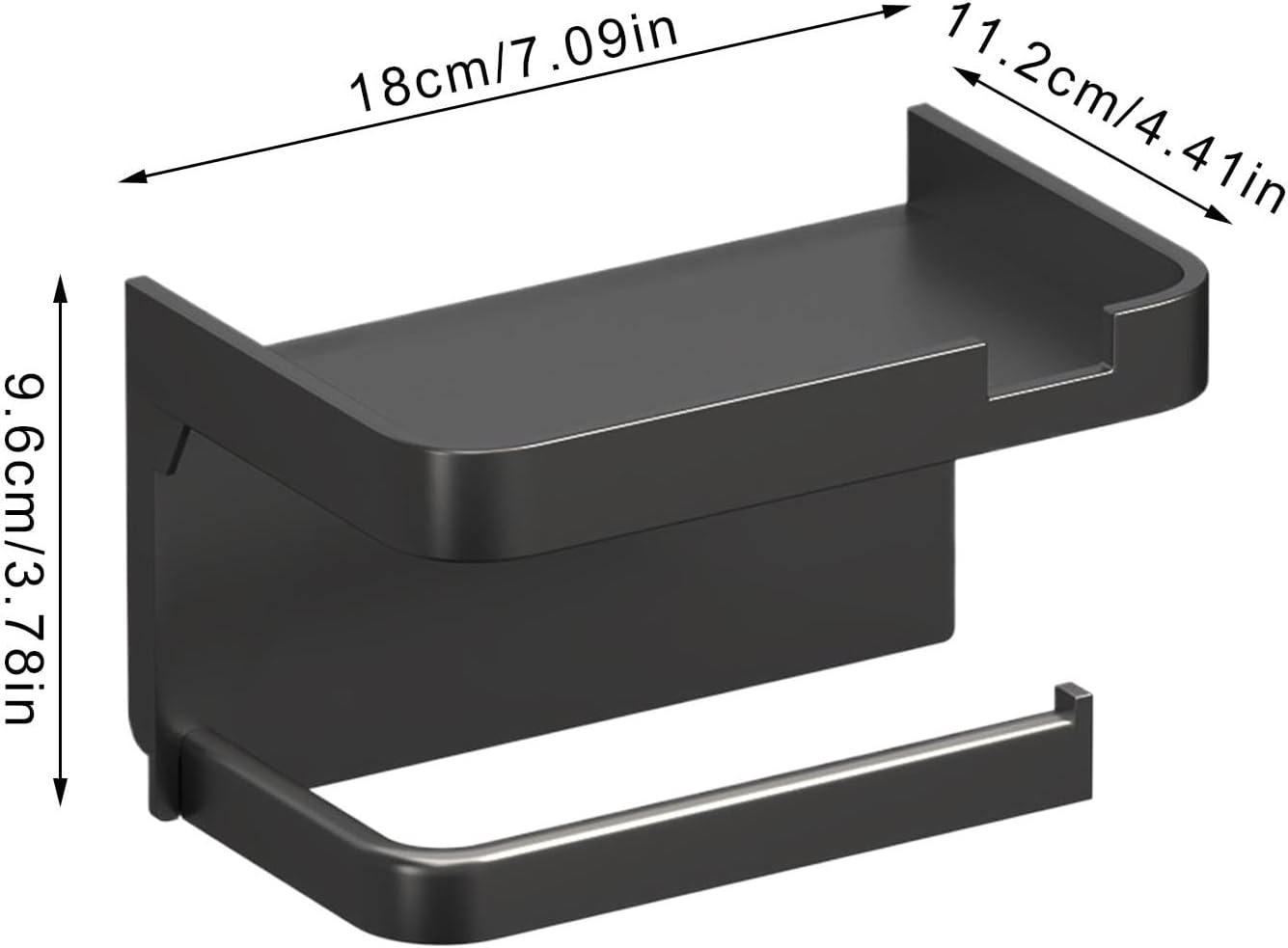 Wall-Mounted Toilet Paper Holder with No Drill Installation