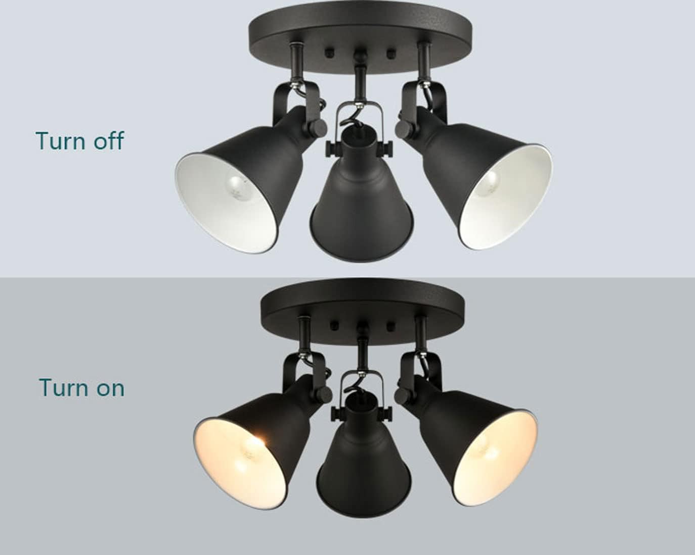 DIRYZON EUL 3-Light Ceiling Spot Light - Matte Black Industrial Style