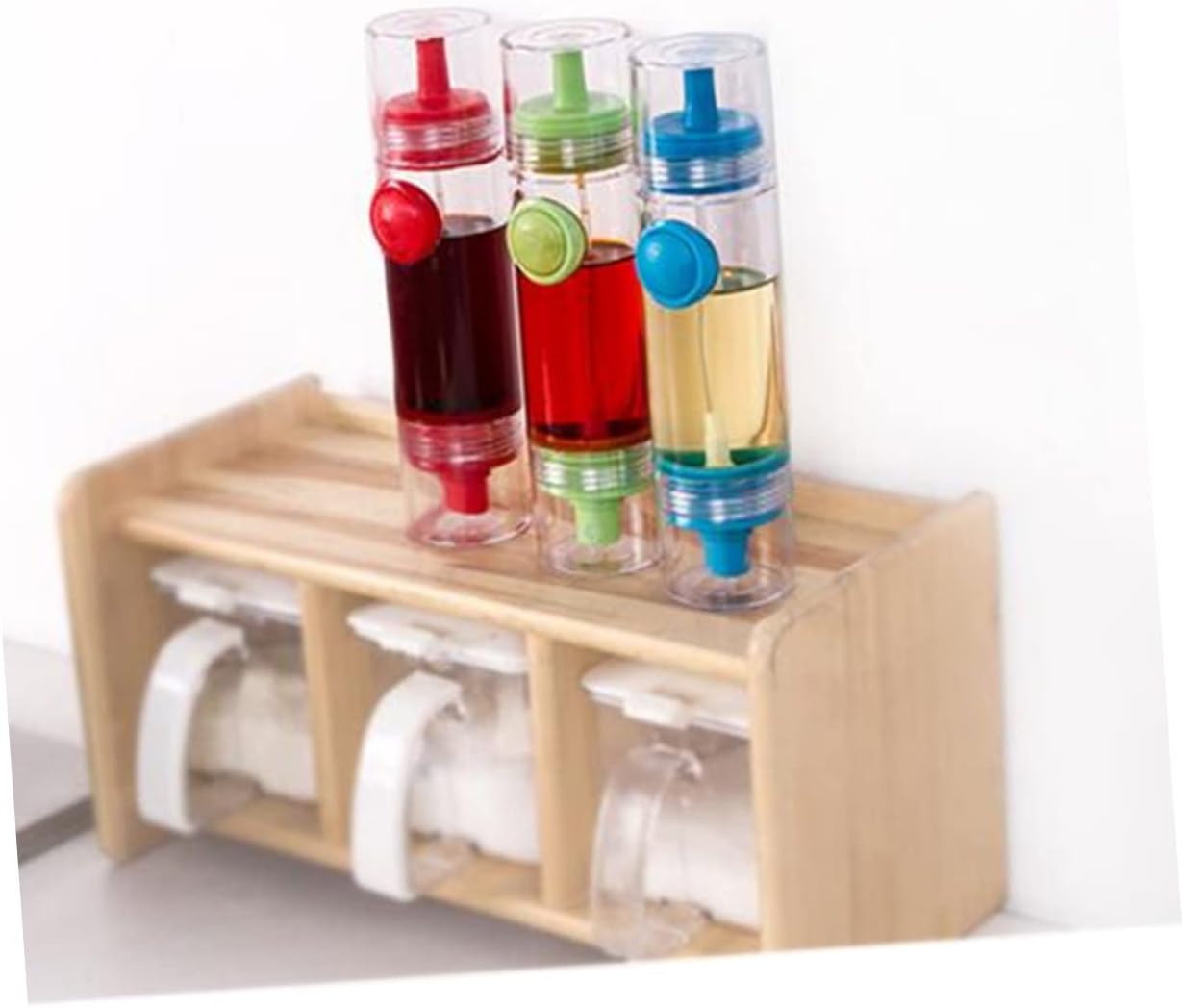 CIYODO Sauce Bottle Set Olive Oil Dispenser Condiment Vinegar Red