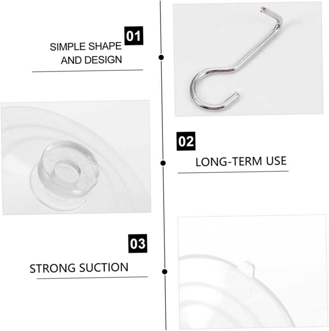 Unomor 8pcs Heavy Duty Suction Cup Hooks for Bathroom Kitchen