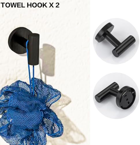 Gkhomext Matte Black Towel Bar Set 5 Piece