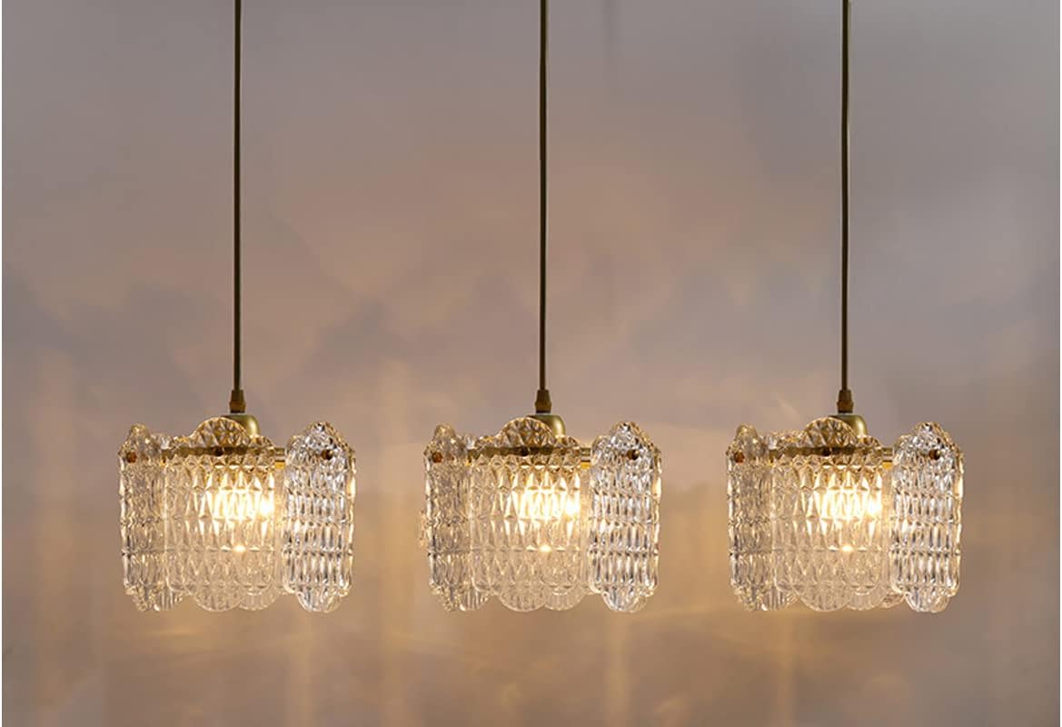 Dimmable Metal Handle Pendant Light 32 Ft Clear Glass Shade