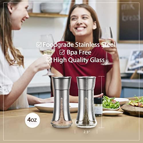 Aelga Salt Pepper Shakers - Adjustable Pour Holes