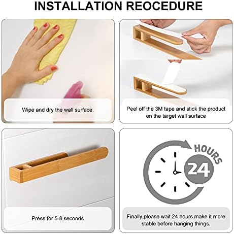 Self Adhesive Bamboo Towel Holder No Drilling