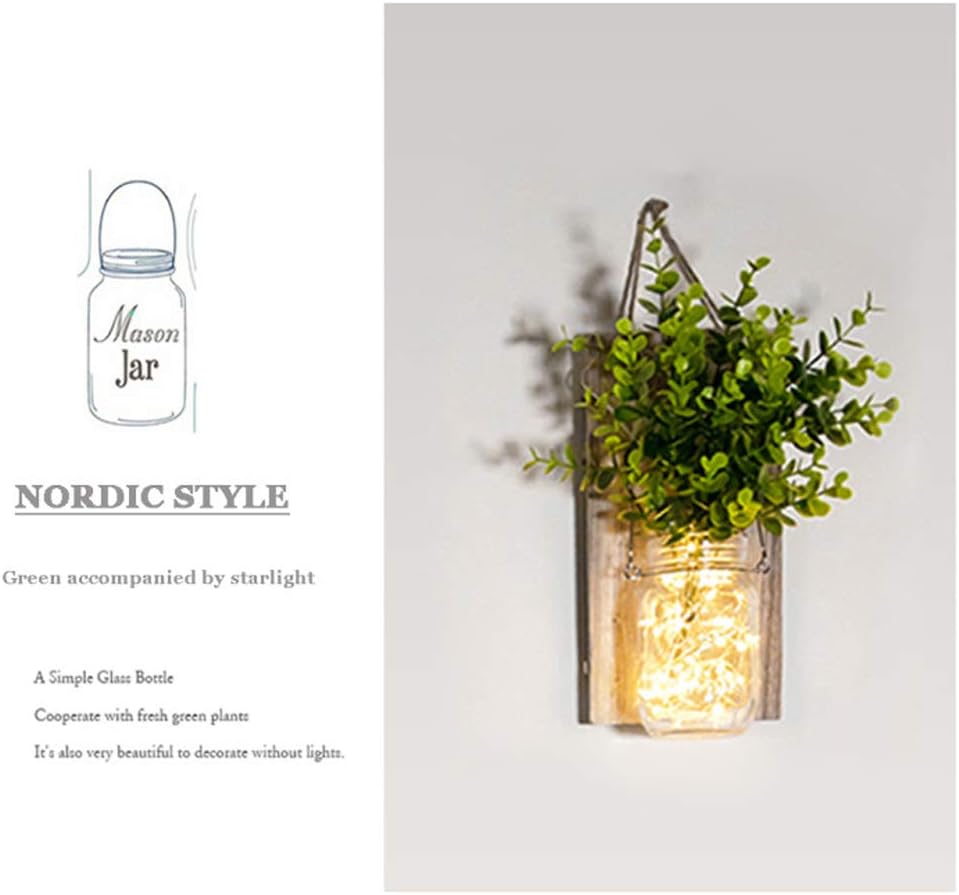 ECTY Rustic Wall Sconces with Mason Jars and LED Lights 2 Pack
