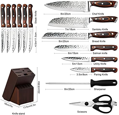 KroWallu 15-Piece Knife Block Set with Sharpener 1
