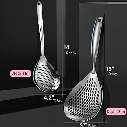 KAYCROWN Skimmer Slotted Spoon 2 Pack Stainless Steel