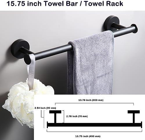 JAAWAN 5-Piece Matte Black Bathroom Hardware Set
