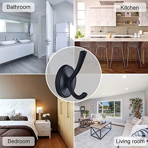 DMYMAT 4 Pack Black Robe Hooks for Bathroom and Kitchen