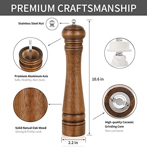 XWXO 10 Inch Pepper Mill with Adjustable Ceramic Rotor 1