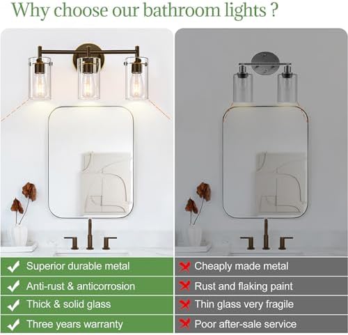 Indoi 3-Light Oil-Rubbed Bronze Wall Sconces with Clear Glass Shades