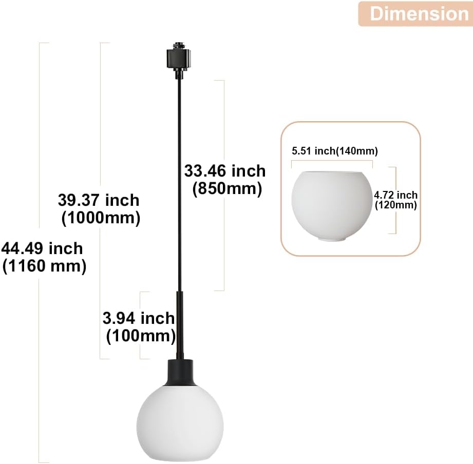 WINSHEN Black H-Type Track Pendant Light