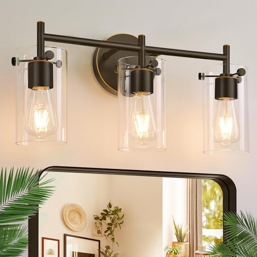 Indoi 3-Light Oil-Rubbed Bronze Wall Sconces with Clear Glass Shades