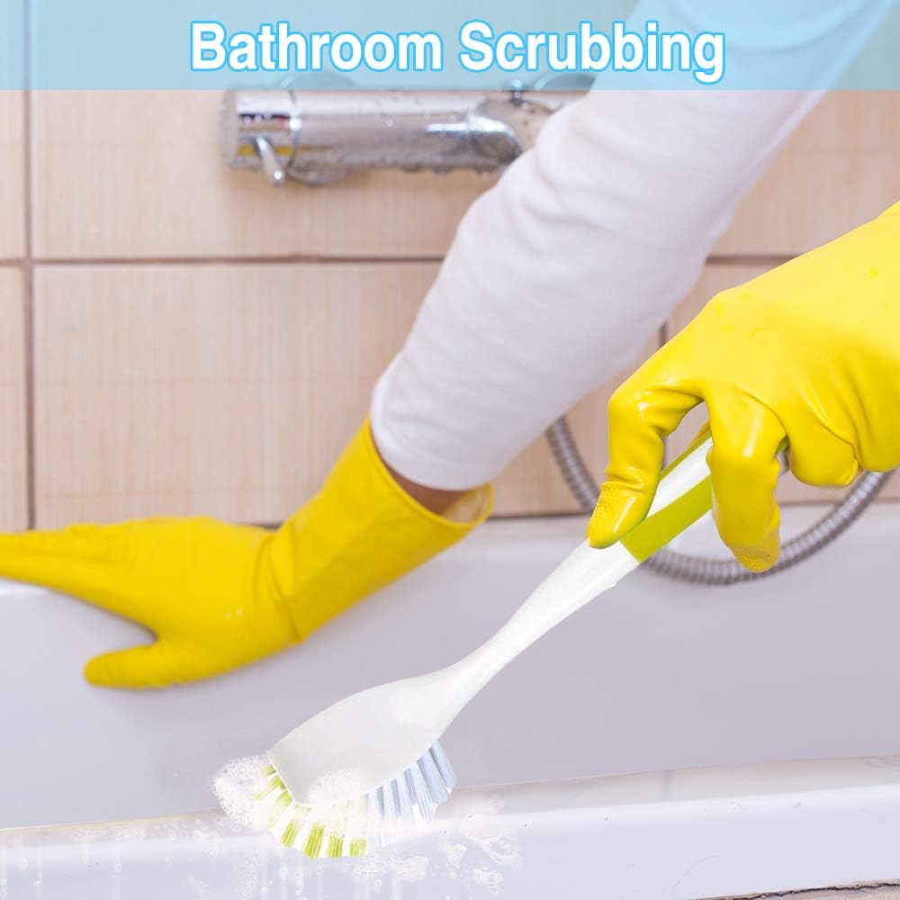 Scrub Brush with Stiff Bristles 2pcs Yellow-Green