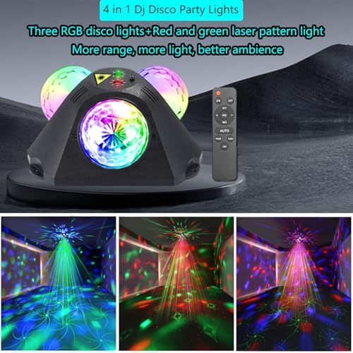 4 in 1 Disco Ball DJ Party Lights with RGB Pattern Strobe