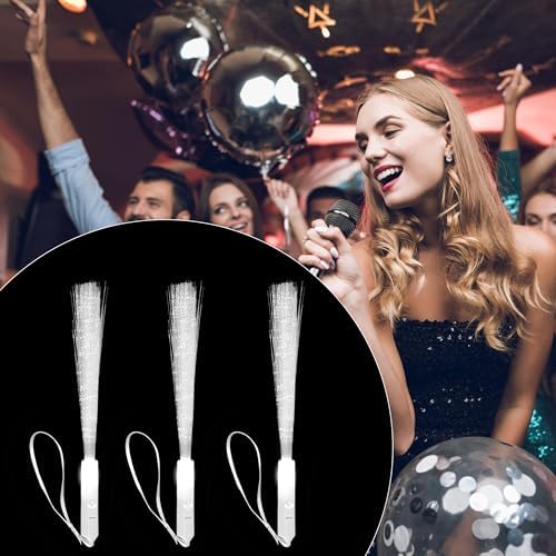 80 Pcs White Fiber Optic LED Wands with 3 Modes