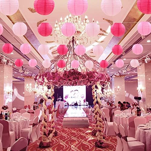PheiLa 12 Pcs Pink Party Paper Lanterns Romantic Decorations