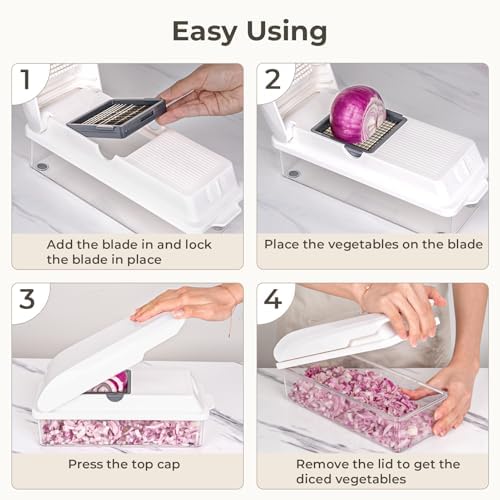 X Home Vegetable Chopper with 2 Blades and 3 Aluminum Pans White