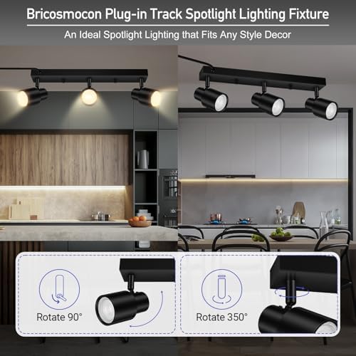 Bricosmocon 3-Light Black Track Lighting Fixture