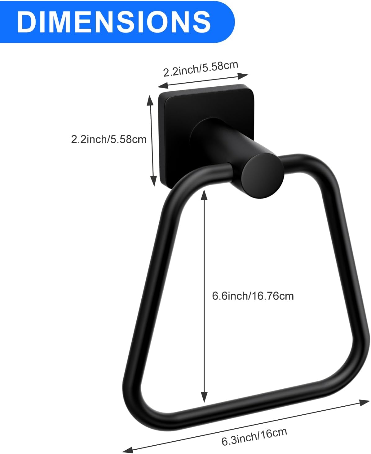 DUKWIN Matte Black Stainless Steel Towel Ring