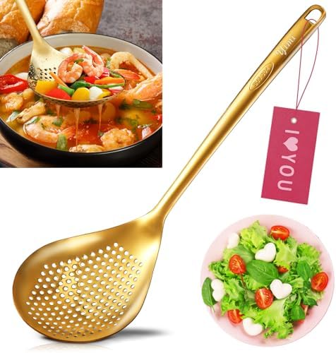 Yimi 14 Inch Gold Slotted Serving Spoon