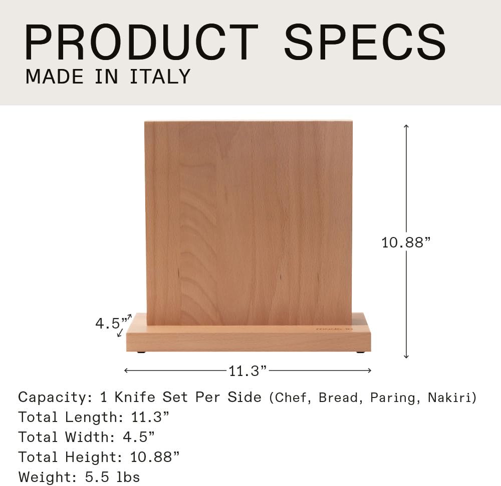 Made In Magnetic Knife Block - Italian Beechwood